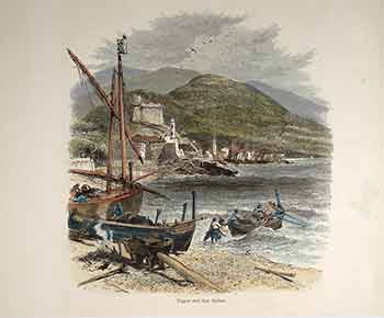 Item #17-3154 Taggia and San Stefano. (Color engraving). 19th Century Italian Artist.