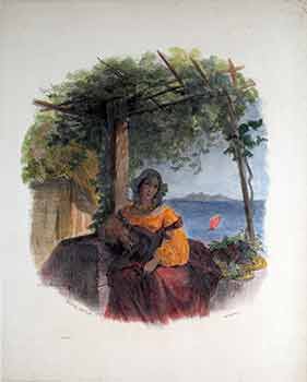 Item #17-3189 Portrait of Woman in Italy. (Hand colored engraving). Eugene Leroux, Artist
