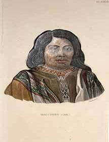 Item #17-3224 Araucanien (Chili.). (Hand colored engraving). Choubard, Engraver.