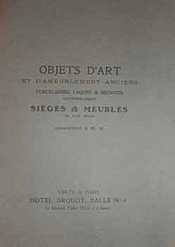 Item #17-3388 Objets D’Art et D’Ameublement Anciens: Porcleaines, Laques & Bronzes....