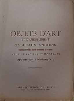 Item #17-3460 Catalogue des Objets d’Art et d’Ameublement: Tableaux Anciens Faiences de...