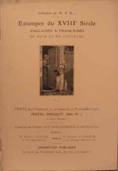 Item #17-3462 Catalogue des Estampes Anciennes du XVIII Siecle Imprimees En Noir et en Couleurs...