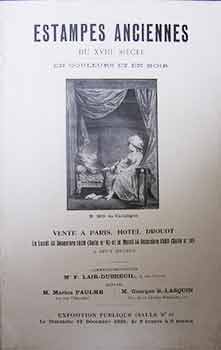 Item #17-3482 Catalogue des Estampes Anciennes du XVIII Siecle en Couleurs et en Noir. F. Paulme...