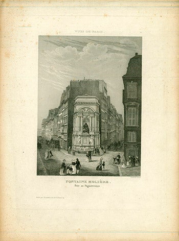Item #17-3684 Vues de Paris: Fontaine Moliere. (B&W engraving). Chamouin.