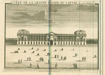 Item #17-3688 Veue de la Grande Fasade du Louvre, du cote d’orient. (B&W engraving). 18th Century French Artist.
