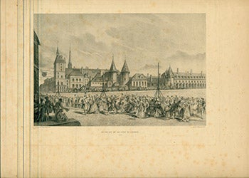 Item #17-3702 Le Palais vu du Pont au Change. (B&W engraving). 18th Century French Artist.