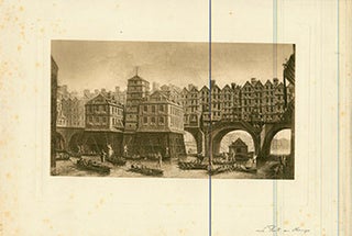 Item #17-3704 Parisian scene along the River Seine. (B&W engraving). 18th Century French Artist