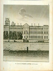 Item #17-3706 Vue exterieure de la Facade du Louvre. (B&W engraving). 18th Century French Artist