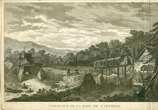 Item #17-3708 Tombeaux de la Baie de Castries. (B&W engraving from Atlas du voyage de La...
