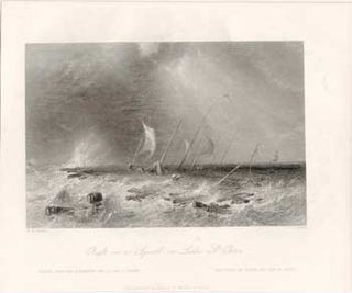 Item #17-3738 Raft in a Squall on Lake St. Peter. (B&W engraving). W. H. Bartlett, J. Cousen