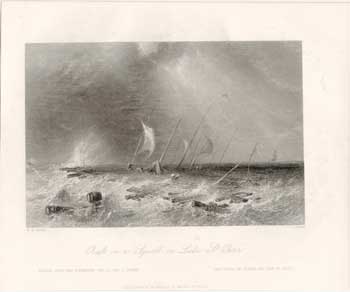 Item #17-3738 Raft in a Squall on Lake St. Peter. (B&W engraving). W. H. Bartlett, J. Cousen.