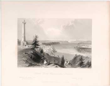 Item #17-3742 General Brooks’ Monument, above Queenston. (B&W engraving). W. H. Bartlett, R. Wallis.