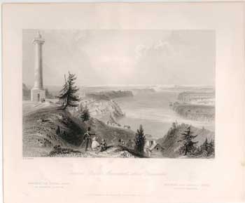 Item #17-3745 General Brooks’ Monument, above Queenston. (B&W engraving). W. H. Bartlett, R. Wallis.