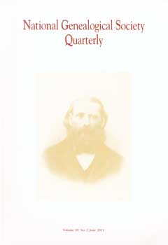 Item #17-4180 National Genealogical Society Quarterly. Volume 99, No. 2, June 2011. National...