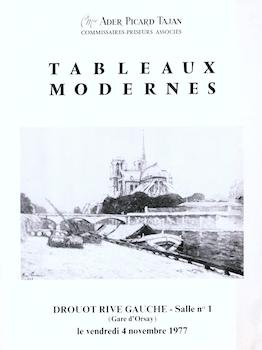 Item #17-5586 Tableaux Modernes (Aquarelles, Dessins, Gouaches, Pastels, Sculptures, Peintures) November 4, 1977. Lots 1-191. Ader Picard Tajan, Paris.