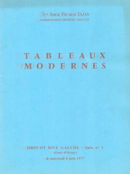 Item #17-5587 Tableaux Modernes (Aquarelles, Dessins, Gouaches, Pastels, Sculptures, Peintures) June 8, 1977. Lots 1-209. Ader Picard Tajan, Paris.