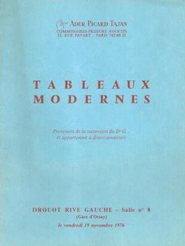 Item #17-5588 Tableaux Modernes (Aquarelles, Dessins, Gouaches, Pastels, Sculptures, Peintures) November 19, 1976. Lots 1-221. Ader Picard Tajan, Paris.