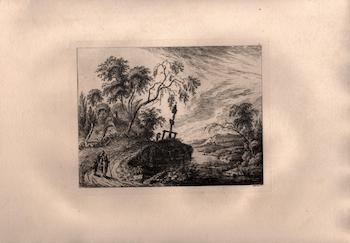 Item #17-5733 Bachlandschaft mit einem Bildstock auf einer kleinen Anhohe, Plate 4, III. Weirotter, Franz Edmund.