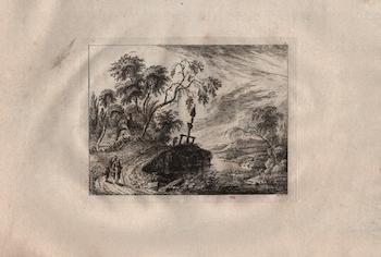 Item #17-5747 Bachlandschaft mit einem Bildstock auf einer kleinen Anhohe, Plate 4, III. Weirotter, Franz Edmund.