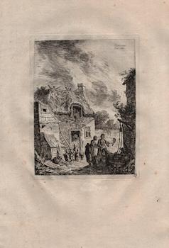 Item #17-5755 Dorfszene mit zwei Wascherinnen am Ziehbrunnen, Plate 9, II. Weirotter, Franz Edmund