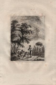 Item #17-5758 Baumlandschaft mit rastenden Bauern im Vordergrund, Plate 12, II. Weirotter, Franz...