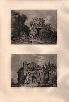 Item #17-5780 Alter Tempel zu Tivoli, Plate 135. Ausser Viterbo, Plate 136. Weirotter, Franz Edmund