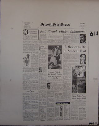 Item #17-6450 Detroit Free Press, Wednesday, September 25, 1968. 20th Century Broadside Facsimile