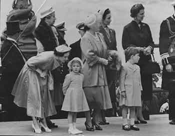 Item #18-0035 A Word Between Princesses. Princess Anne, Princess Margaret, and Prince Charles. (Original Photograph). PA Reuter Photo LTD.