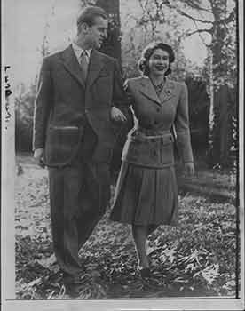 Item #18-0057 Princess Elizabeth and Prince Philip walking in the wood. (Original Photograph)....
