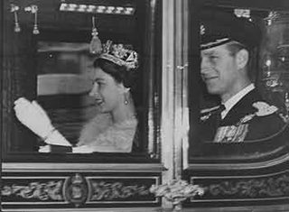 Item #18-0063 Queen Elizabeth and Duke of Edinburgh on way to Parliament. (Original Photograph)....