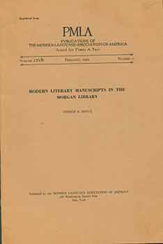 Item #18-0405 Modern Literary Manuscripts in the Morgan Library. PLMA. Publications of the Modern...