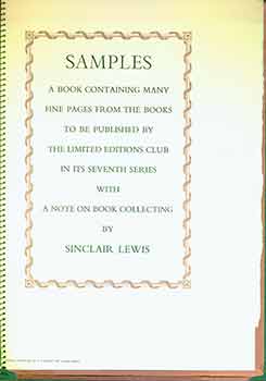 Item #18-0445 Samples A Book Containing Many Fine Pages from the Books to be Published by The...