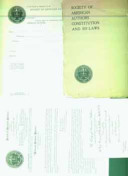 Item #18-0496 Society of American Authors: Constitution and by-laws; Membership Application Form;...