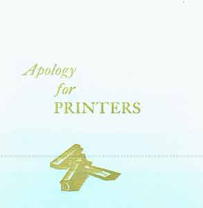 Item #18-0541 Apology for Printers. Benjamin Franklin, Charles V. Morris
