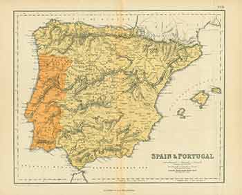 Item #18-0554 Spain & Portugal (Map). Heliographic Engraving Co.