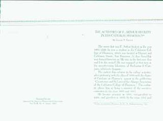 Item #18-0810 The Activities of F. Arthur Beckett in Educational Pharmacy. Frank T. Green