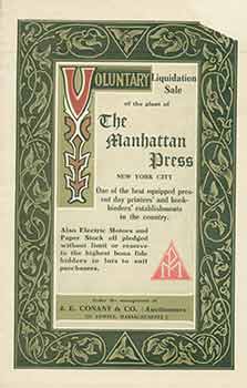 Item #18-0832 The Manhattan Press. (Brochure for the Voluntary Liquidation Sale of the Plant.). J. E. Conant, Co.