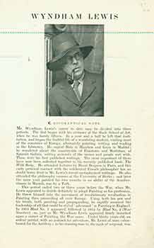 Item #18-0834 Wyndham Lewis Biographical Note. J., E. Bumpus