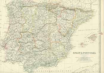 Item #18-0880 Spain & Portugal. (19th Century Map). Keith Johnston, engraver.