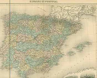 Item #18-0940 Espagne et Portugal (19th Century map of Spain and Portugal). Lecocq, engraver