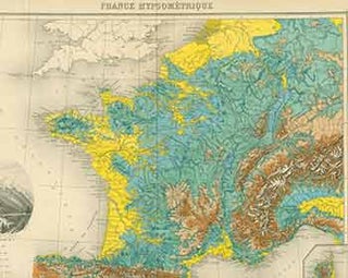 Item #18-0948 France Hypsométrique (19th Century map of Hypsometric France). Lecocq, engraver