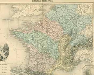 Item #18-0954 France Physique (19th Century map of France Physical). Lecocq, engraver