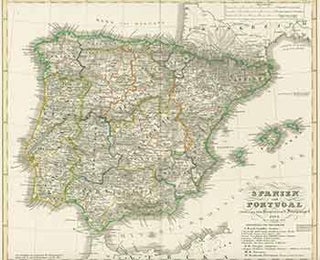 Item #18-0980 Spanien und Portugal (19th Century map of Spain and Portugal). F. V....