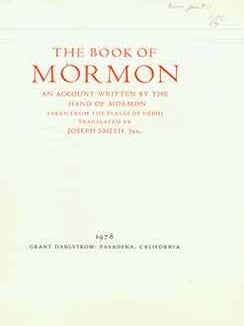 Item #18-1073 The Book of Mormon An Account Written by the Hand of Mormon Taken from the Plates...