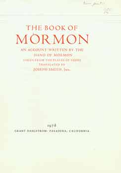 Item #18-1073 The Book of Mormon An Account Written by the Hand of Mormon Taken from the Plates...