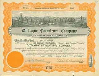 Item #18-1441 Certificate of 294.5 Shares of $1 Each. Dubuque Petroleum Company