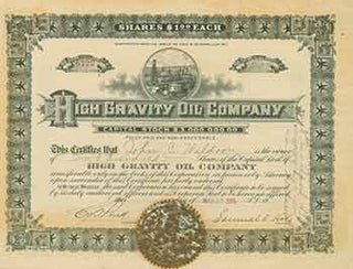 Item #18-1443 Certificate of 200 Shares of $1 Each. High Gravity Oil Company