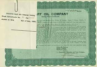 Item #18-1468 Voting Trust Certificate 1000 Shares of Capital Stock of no Par Value. Huff Oil...