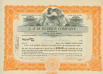Item #18-1472 Full Paid and Non-Assessable 2 Shares of Common Capital Stock of Par Value $100 Each. L., M. Rubber Company.
