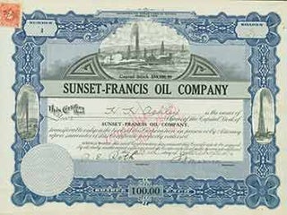 Item #18-1483 Two Shares of Capital Stock of $100 Each. Sunset-Francis Oil Company
